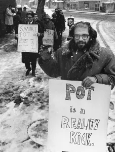 Snowfall Prints: Allen Ginsberg Amongst Protesters at Marijuana Rally