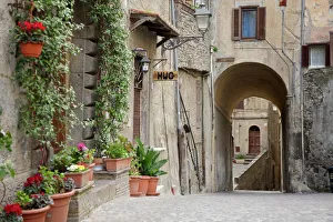 City Street Gallery: Alley with flowers in pots in Bracciano, Italy