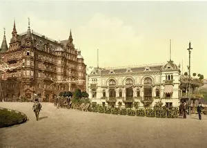 Hotel Building Prints: Alster Pavillion and Hotel Hamburg in Hamburg