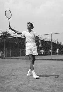 Ball Court Prints: Althea Gibson on Court Practicing