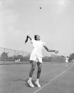 Ball Court Prints: Althea Gibson Practicing Her Serve