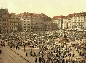 Historical Old Town Prints: Altstadtmarkt in Dresden, Saxony