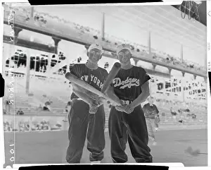 Rivalry Prints: Alvin Dark and Pee Wee Reese Crossing Bats
