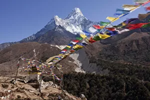 Images Dated 6th November 2009: Ama Dablam and prayer flaggs, Nepal