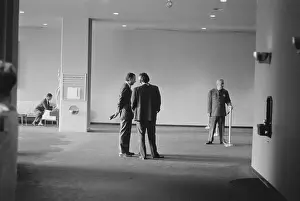 Czechoslovakian Prints: UN Ambassadors Conversing in Hallway