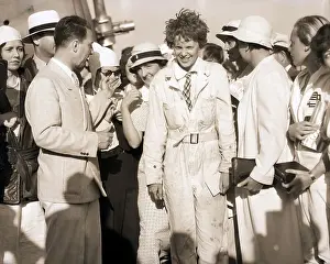 Airport Prints: Ameilia Earhart Being Greeted at Airport