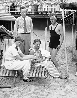 Amelia Earhart and Others at Beach Party
