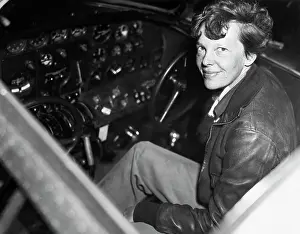 Cockpit Prints: Amelia Earhart in the Cockpit of an Airplane