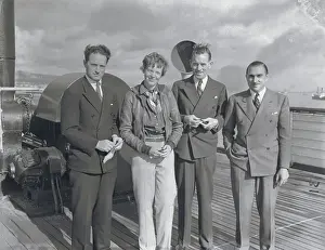 Navigator Prints: Amelia Earhart and Colleagues on Ocean Liner Deck