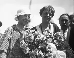 Amelia Earhart Posing with Her Mother
