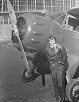 Propeller Prints: Amelia Earhart Stands By Plane Propeller