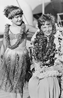 Honolulu Prints: Amelia Earhart Being Welcomed to Honolulu