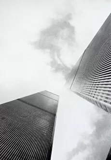 america, architecture, below, building, cloud, cloudy, day, exterior, facade, graphic