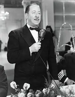 Dining Room Prints: American Actor Robert Benchley W/ Mic