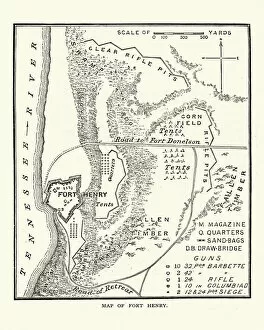Images Dated 14th April 2018: American Civil War, Map of Fort Henry, Tennessee
