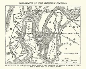 Wartime Prints: American Civil War, Map operations of the western flotilla