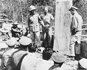Colonel Prints: American Colonel Cochran and British General Wingate Briefing Officers