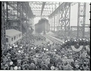Newport News Prints: American Crowd at Battleship Ceremonies