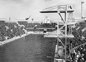 Gold Medal Prints: American Diver Winning Gold Medal