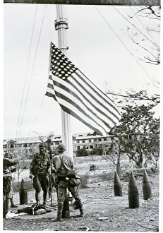 American Flag Lowered By Japanese After US Surrender