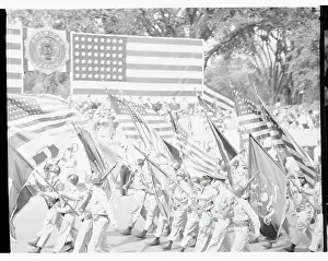 American Flags Being Carried During Legion Parade