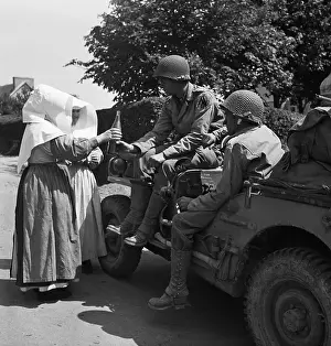 American Forces Given Wine By Two Nuns