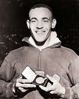 Track Prints: American Gold Medal Winner with Medal