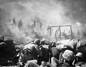 Trench Prints: American Marines During Battle on Tarawa in Micronesia