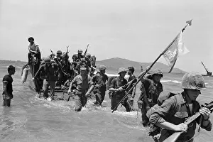 Wading Prints: American Marines Wading Ashore