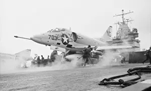 American Navy Jet Leaving Carrier
