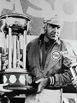 American Racecar Driver Curtis Turner Holding Trophy