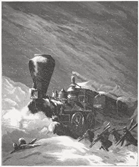 American railways in the 19th century, wood engraving, published 1864