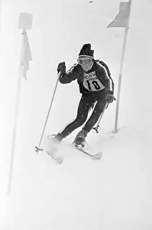Skis Prints: American Skier in Olympic Slalom Race