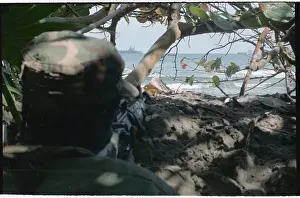 Honduras Prints: American Soldier Peering Through Brush