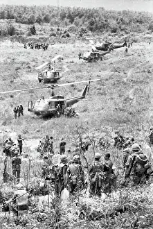 A Shau Valley Prints: American Soldiers Alighting from Helicopters in Vietnam Field