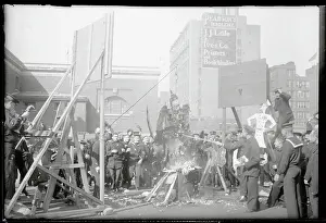 Effigy Prints: American Soldiers Burning Kaiser Effigy