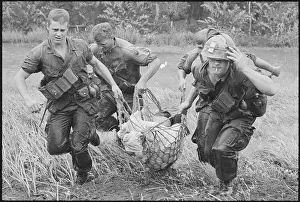 Stretcher Prints: American Soldiers Carrying Wounded Civilian in Vietnam
