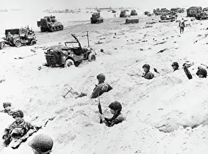 American Soldiers in Foxholes on D-Day