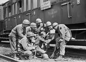 Radio Prints: American Soldiers Listening to Radio on President Roosevelt's Passing