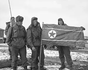 American Soldiers with North Korean Flag