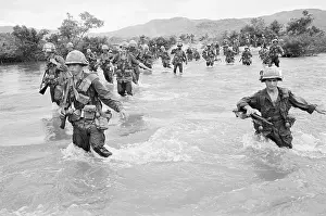 101st Airborne Division Prints: American Troops Wading Across River During Vietnam War