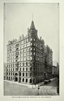 American Victorian architecture, The Pullman Building, Michigan Ave and Corner Adams Street, Chicago, 19th Century