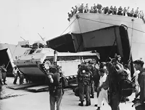 Israeli Prints: Amphibious Vehicle Being Loaded On Craft