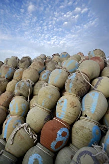 Amphorae for squid fishing, harbor, Houmt Souk, Djerba, Tunisia, Maghreb, North Africa, Africa
