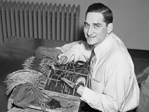 Instrument Panel Prints: Amputee Robert Smith Wiring a Control Panel