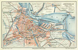 Images Dated 27th March 2017: Amsterdam city map 1895