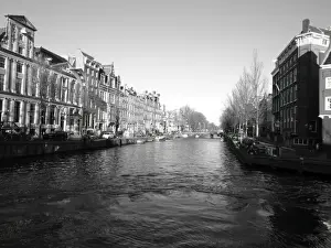 North Holland Prints: Amsterdam Herengracht Canal Black & White, Holland