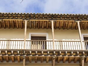 Railing Collection: Ancient balcony of wood restored in the city of Cuenca