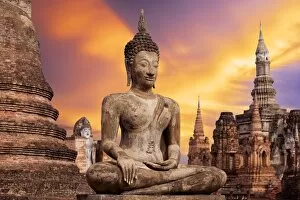 Images Dated 27th May 2015: Ancient Buddha Statue at Sukhothai historical park