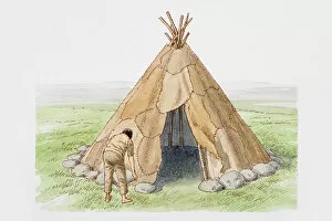 Dorling Kindersley Prints Gallery: Ancient conical tepee-like shelter